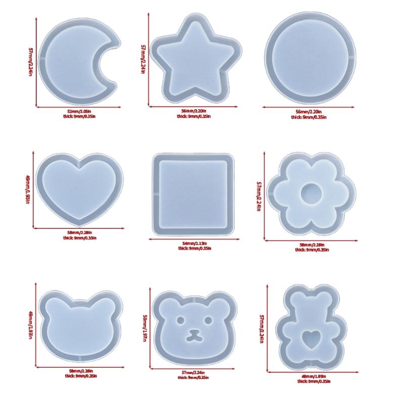 9 Stück Tiere Resin Schüttelformen Handgemacht Anhänger Dekoration Silikonformen Treibsand Schlüsselanhängerform Leicht zu Reinigen