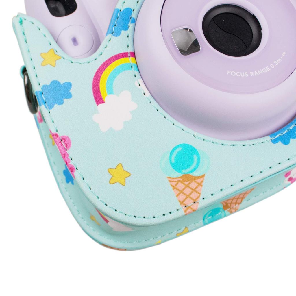 Kinokoo Instax Fujifilm Instax Mini11 Case Instax Mini11 Camera Case Instax Protective Case with Shoulder Strap PU Leather Case, (blue Unicorn)
