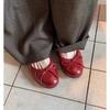 Super soft French leather retro bow single shoes women's autumn new flat bottom shallow mouth ballet Mary Jane shoes