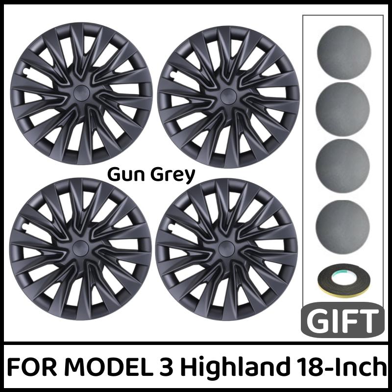 18-Inch Wheel Cover 4PCS For Tesla Model 3 Highland Performance Hub Caps Replacement Wheel Cap Full Rim Cover Accessories 2024 TESLA Model 3&2024-2025&18 Inch Highland