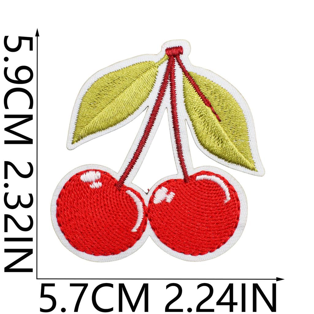 New Fruit Embroidery Cloth Sticker, Clothes Bag Decoration Patch Sticker, Cherry Small Mouth Computer Embroidery Stamp, Ironing