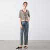 Elva' Island Women's Striped Knit Short Sleeve Cardigan