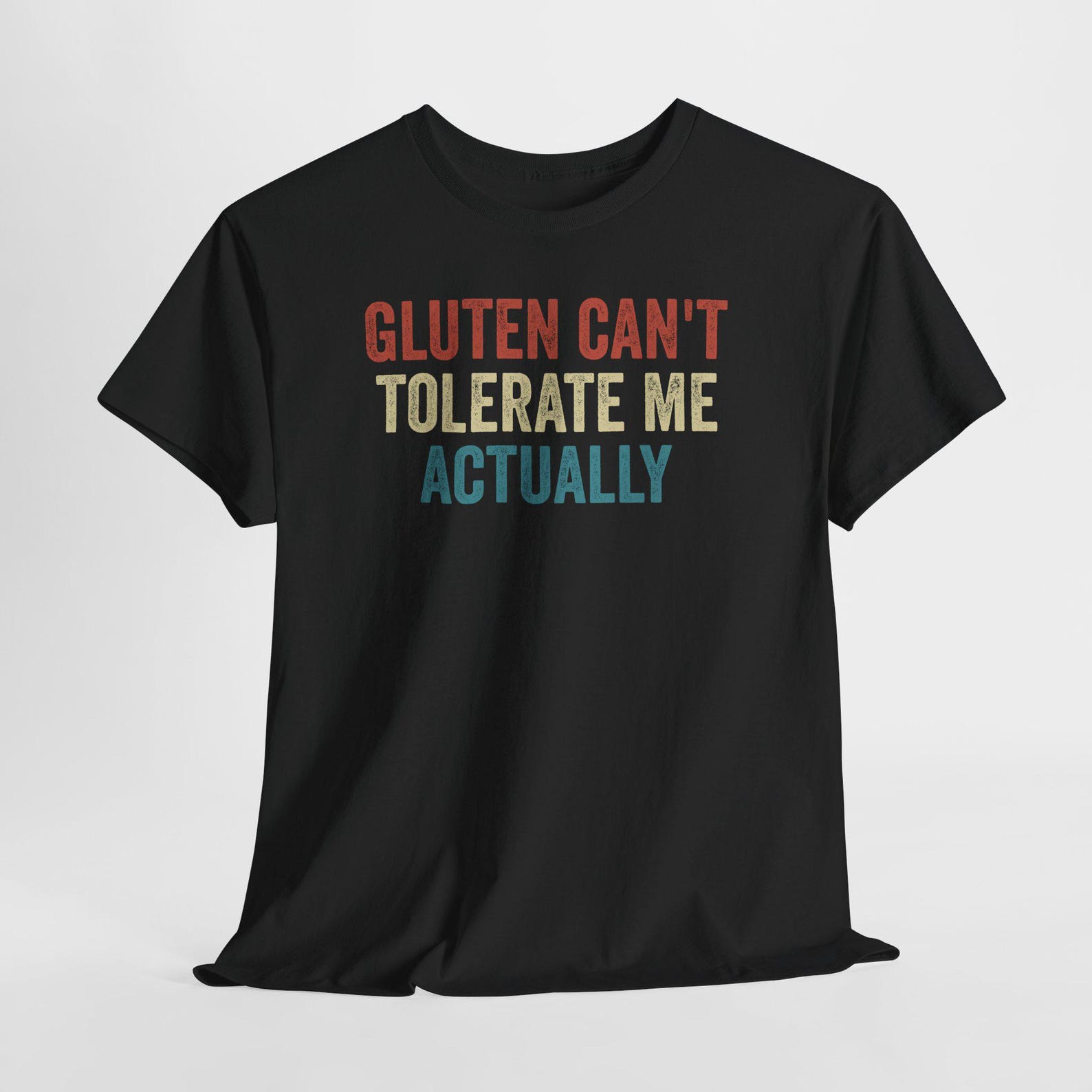Gluten Can t Tolerate Me Actually Shirt, Funny Gluten Free T-Shirt, Celiac Humor Tee, Retro Gluten Intolerance Tshirt 2XL