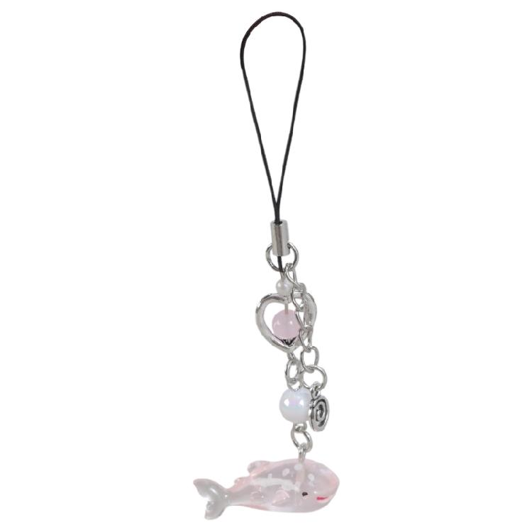 Small Fish Bead Pendant Phone Charm Hangings Rope Sweet Phone Chain Strap Bag Decoration Lanyard Keychain Accessory