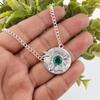 Green Emerald Gemstone Pendant Jewelry, Handmade Gorgeous Silver Pendant , 925 Sterling Silver Jewelry For Wedding Gift