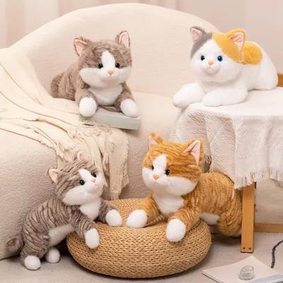 Simülasyon 3 Renkli Kedi Peluş Oyuncaklar Yumuşak Doldurulmuş Yavru Kedi Modeli Sahte Kedi Gerçekçi Hayvanlar Çocuklar Kızlar Sevgililer Günü Hediyesi
