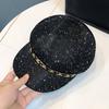 Leather Buckle Hollow Octagonal Hat Woven Straw Painter Hat Versatile Breathable Hat  Casual Wear