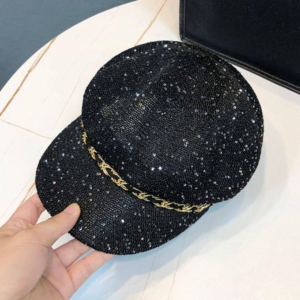 Leather Buckle Hollow Octagonal Hat Woven Straw Painter Hat Versatile Breathable Hat Casual Wear