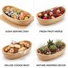 Boat Outline Fruit Bowl Wooden Snack Container Wood Grain Food Platter  Vegetable Salad