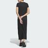 adidas Cool Feeling Logo Short Sleeve Dress, Quick-Dry Ribbed Crew Neck, Casual Sport Women Black JD5278