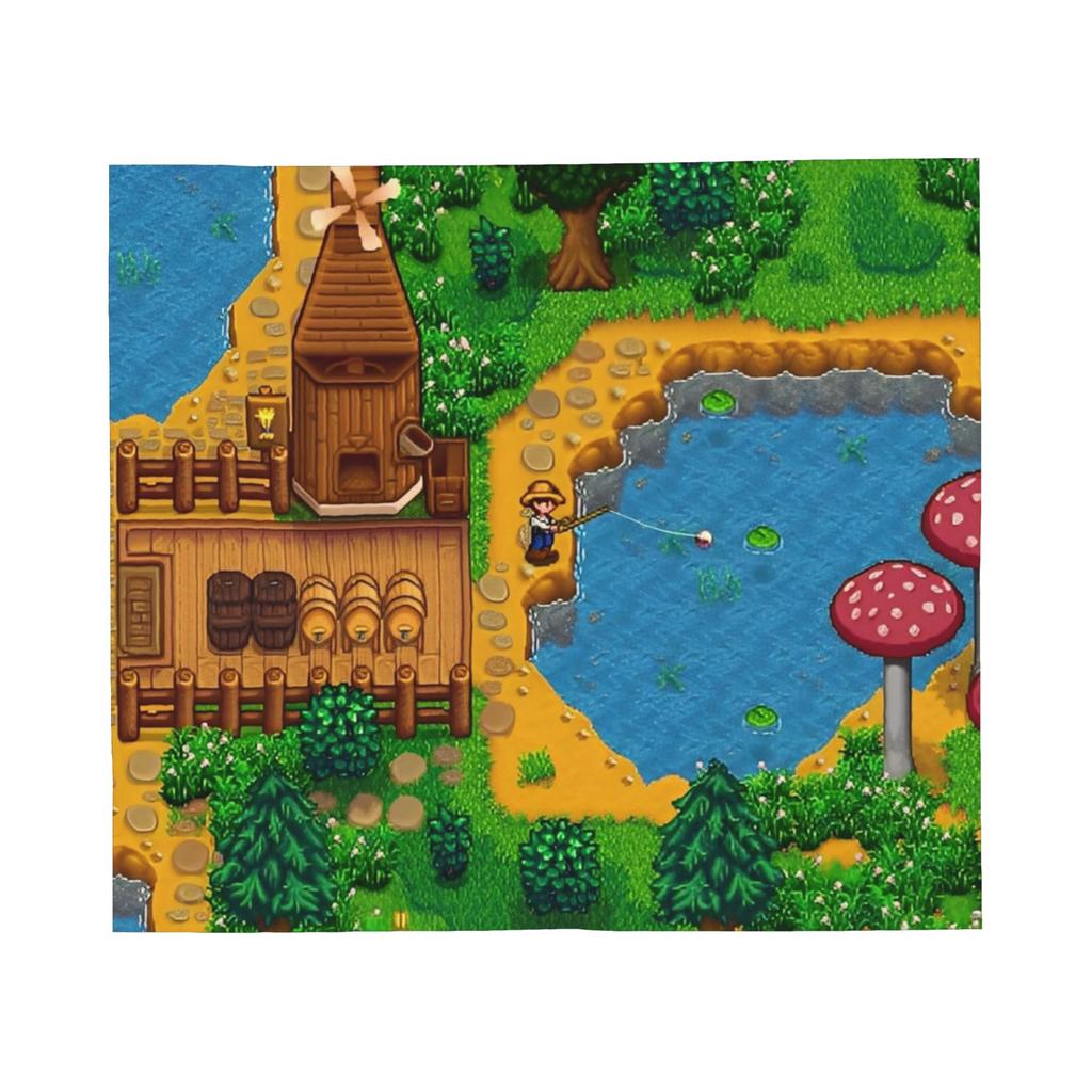 Stardew Valley Karte Frühling Decke Landwirtschaftsspiel Flauschig Lustig Warm Überwurfdecke für Bettwäsche Wohnzimmer Frühling Herbst Reisen
