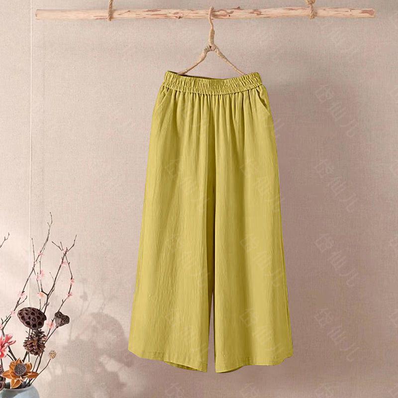 

Cotton Wide-Leg High Waist Elastic Cropped Pants for Women - 2026 Summer Collection 4XL (145-160 jin)