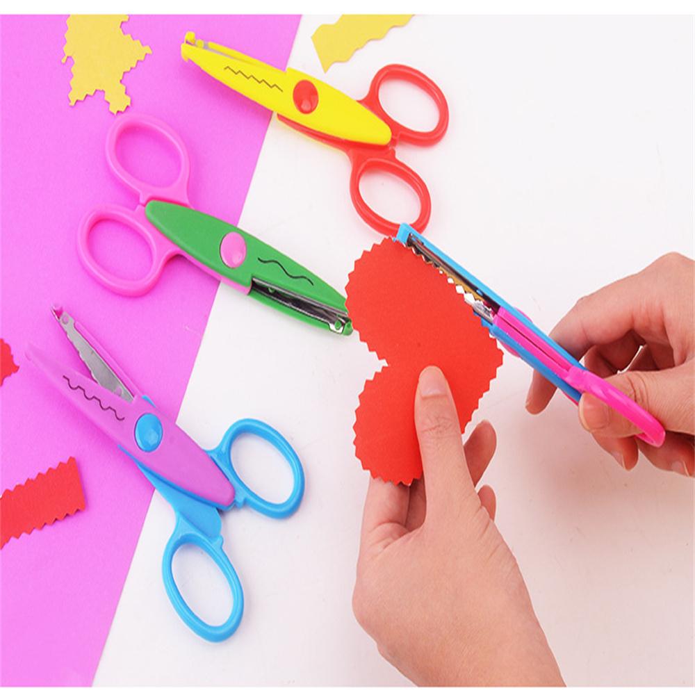 Kids Paper Craft Scissors 6 Cutting Patterns Curved Edges DIY Decorative Cartoons Lace Scissor Scrapbook Album Photos