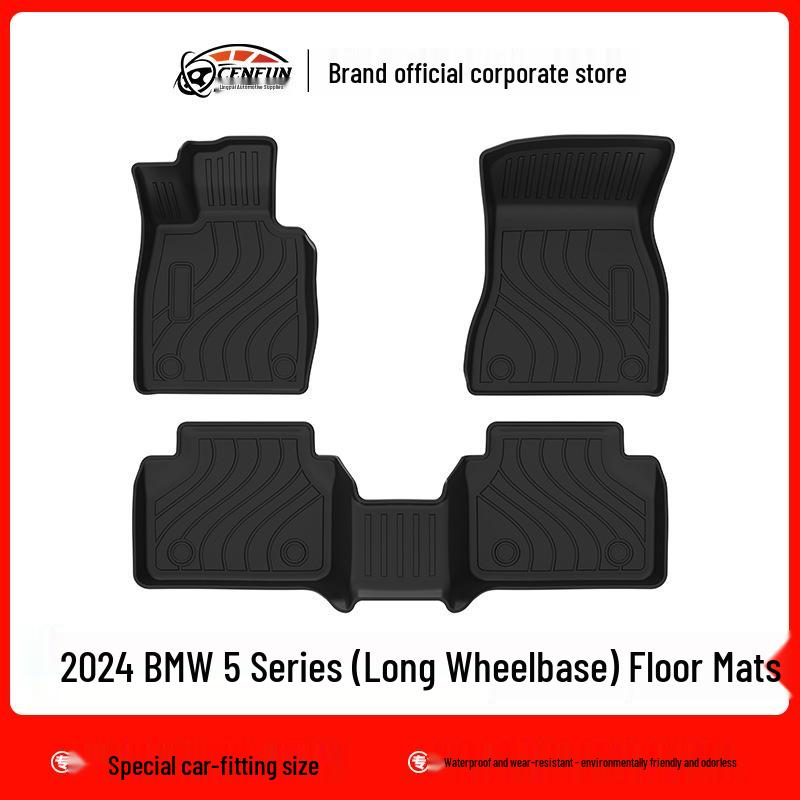 Compatible TPE Trunk Mat for 2024 BMW 5 Series: Eco-Friendly, Waterproof, Wear-Resistant, Carbon Fiber Pattern.
