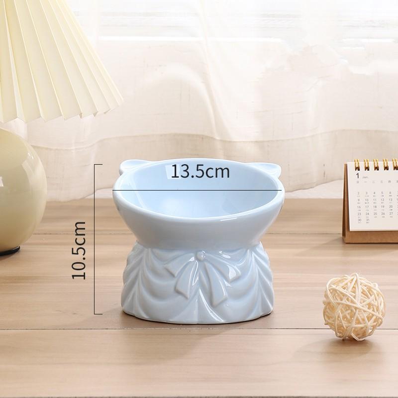 Elevated Ceramic Cat Bowl With Angled Rim Neck Support Anti-Chin Acne Pet Food Water Dish Cats