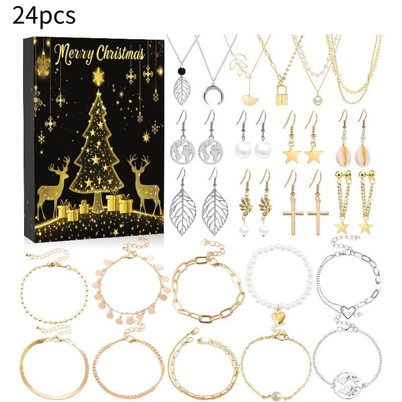 Festive Christmas Themed Earrings Gift Box With Heart And Geometric Designs For Women