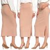 Women's Sweater Skirt MIDI Slit Elegant Comfortable MORAJ L/XL BEIGE