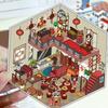 Kreslené krajinné samolepky Vícenásobný miniaturní svět 3D chata Rozbalit DIY scéna Ruční příspěvek