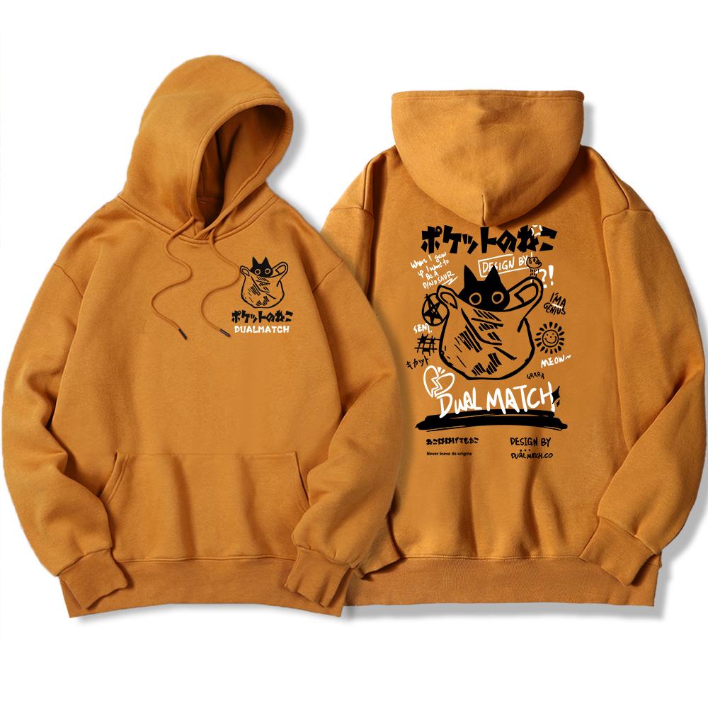 

Harajuku Kawaii Cat Couple Y2K Prints Hoodies Men S Warm Fleece Hoodie Hip Hop Crewneck Hoody Autumn Simple Oversize Top Female 3XL