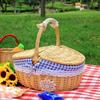1 Pcs Retro Wicker Carry-on Handle Storage Baskets Picnic Basket With Lid Fruit Food Basket Home Organization Accessories