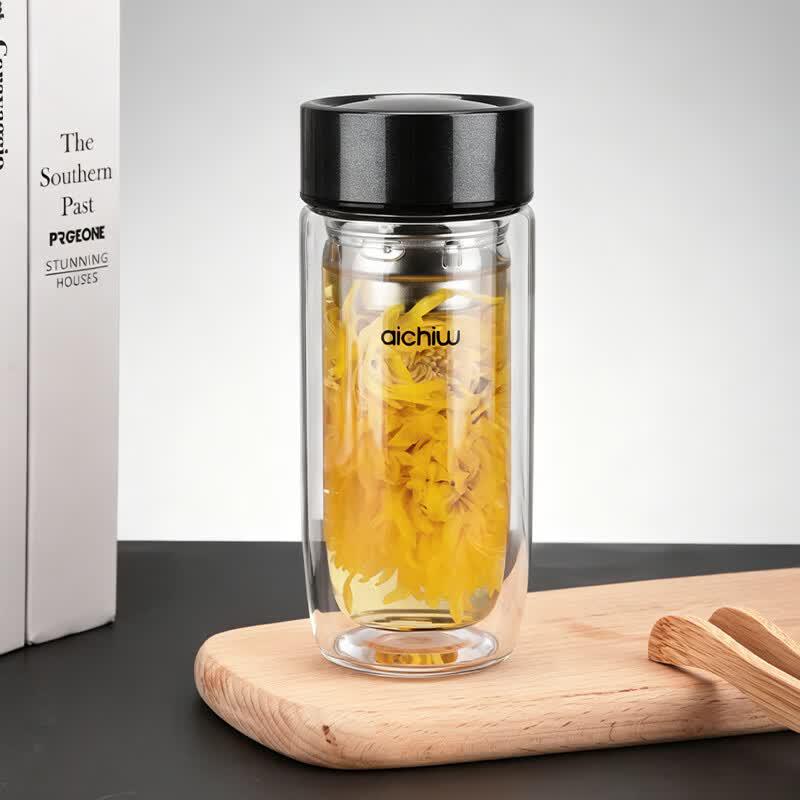 Double Wall Glass Tea Infuser Mug
