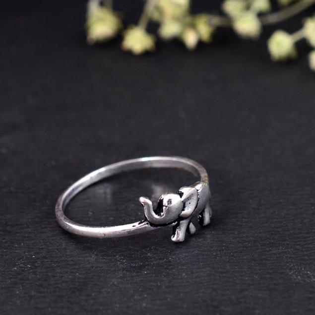 Dainty Silver Elephant Ring | Minimalist Trunk Up Jewelry | Good Luck Stacking Band | Handmade Animal Gift for Her