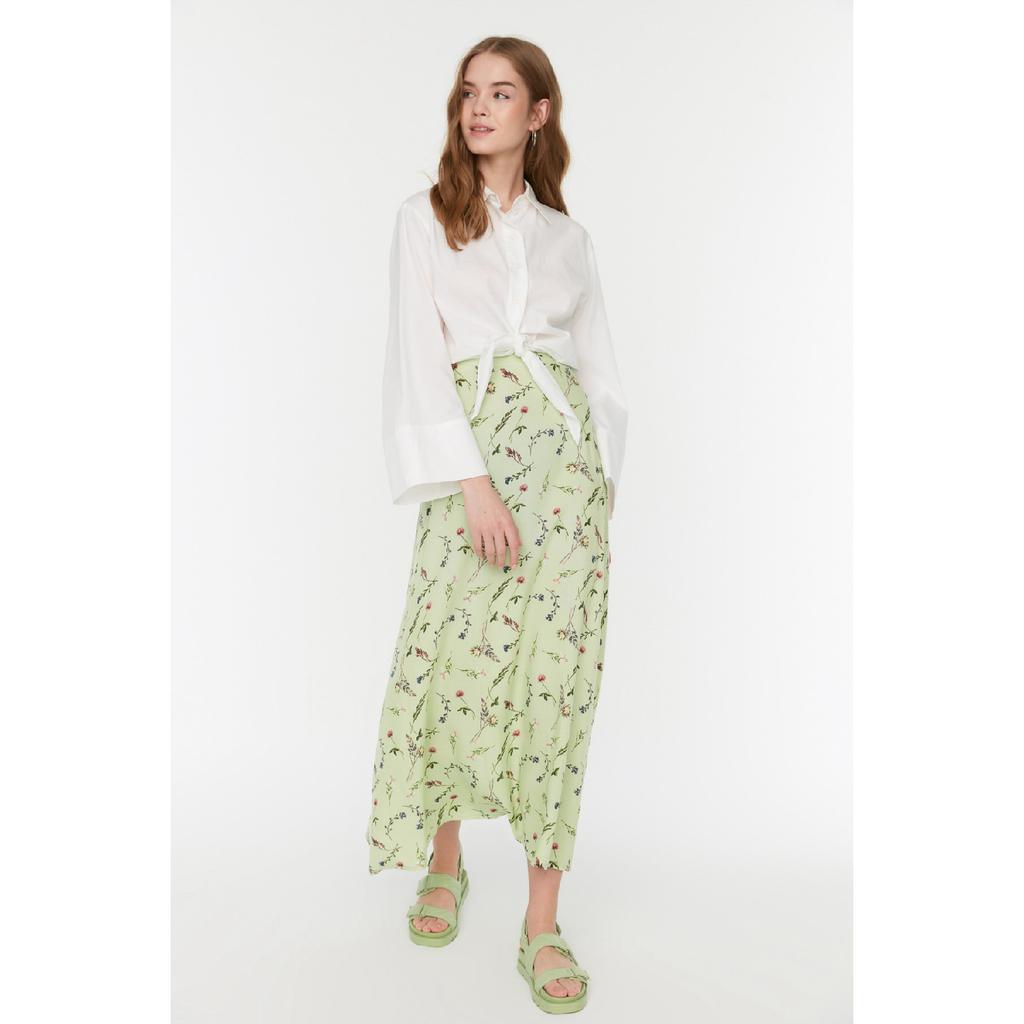 Black Polka Dot Patterned Bell Woven Skirt Tctss22ee0006