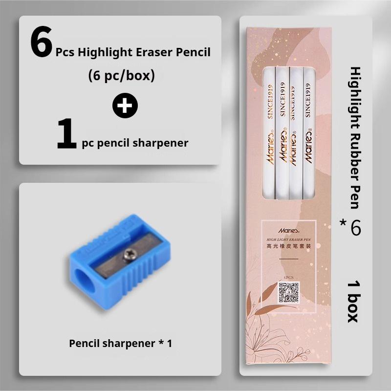 3/6Pcs Eraser Pencil Pen Style Rubber Revise Details Highlight Modeling Art Pens For Manga Design Drawing Sketching Art Supplies