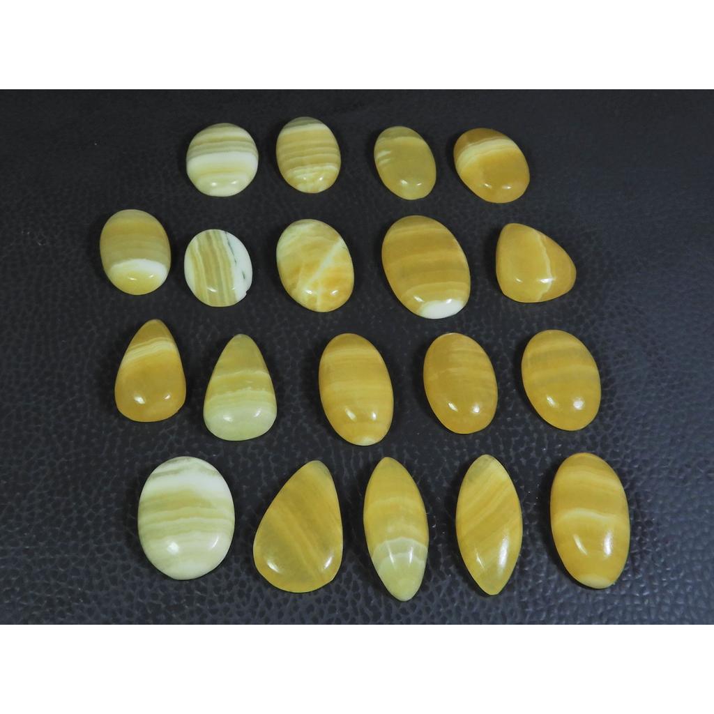 322Cts. Natural Yellow Lace Agate Mix Cabochon Loose Gemstone 19Pcs Lot C-227