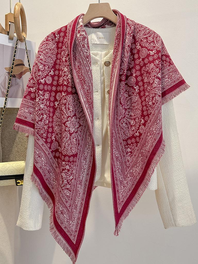 Women's Paisley Print Cashmere Shawl Imitation Pashmina Scarf Soft Warm Winter Wrap Fashionable Female Design Blanket Bufanda