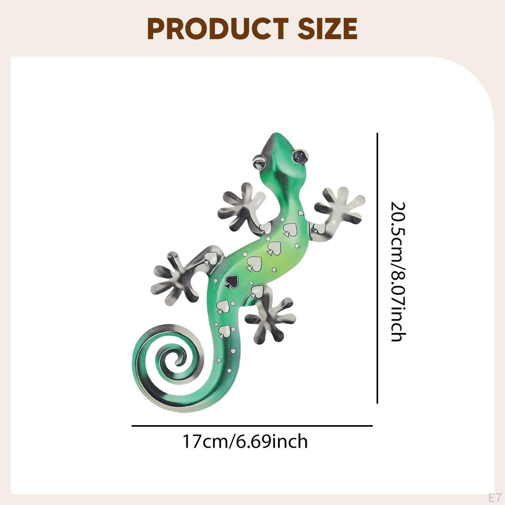 Metal Gecko Wall Art 2D Hanging Artwork,Art Decoration Ornament for Porch Cafe Patio Home