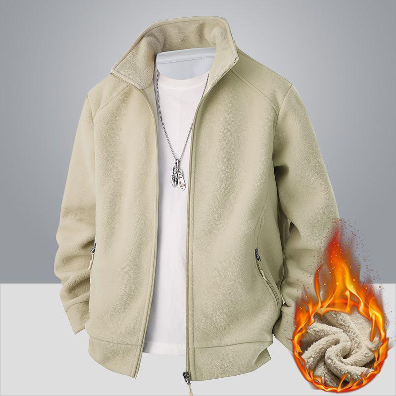 Men's Heavyweight Fleece Hoodie: Large Autumn/Winter Jacket for Middle-Aged & Elderly, Plus Velvet Lambswool Dad Wear