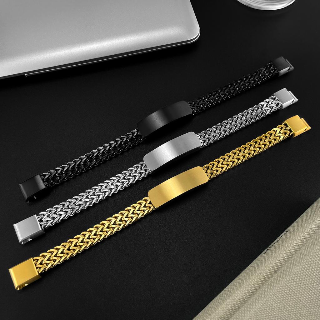 Men's Stainless Steel Gold Plated Geometric Trendy Party Gift Bracelet