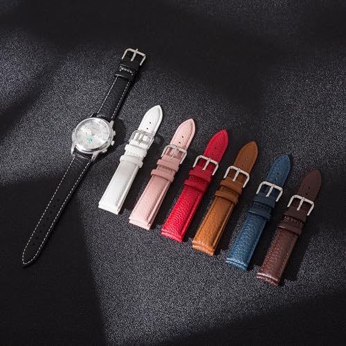 Jumpsunfun Watch Band 12mm24mm Genuine Leather Strap Calf Wristwatch Replacement Belt (Instruction Manual Tool Spring Bar Included)