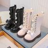 Autumn Girls Long Leather Boots Soft Soled Kids Princess Boots Bowknot Non-slip Outdoor Children Boots Plush Winter