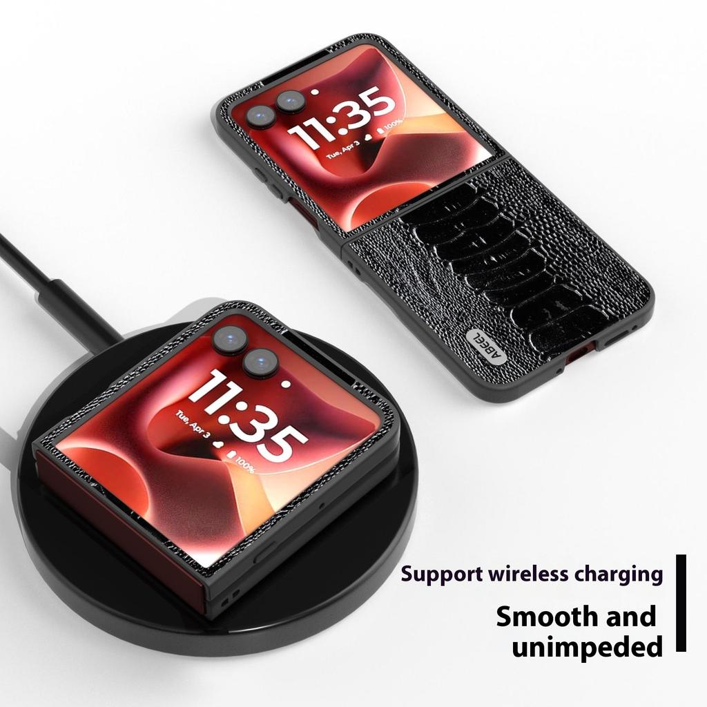 ABEEL For Motorola Razr 60 Ultra 5G Deksel Elektroplettert Krokodilletekstur Ekte Kuskinn+PC Telefondeksel