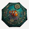 Oceanic Mechanical Wonder Pattern Umbrella, Portable and Foldable Design, 8 Ribs, a Casual Accessory for Halloween, Christmas, and Birthday Gifts.