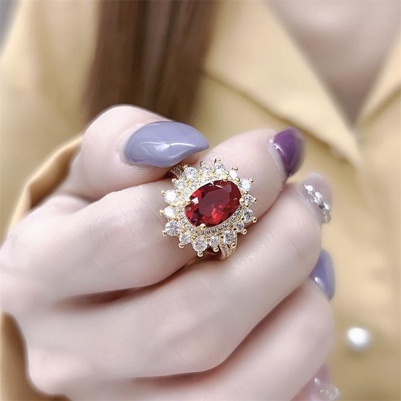 Pigeon Blood Red Zirconia Gemstone Necklace, Earrings & Ring Set - Niche Design, Luxury Versatile Style