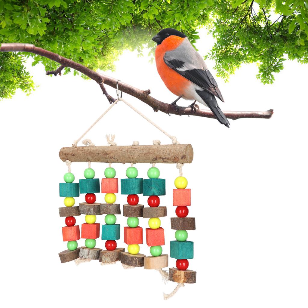 Hanging Chewing Toy Multicolored Natural Wooden Bird Tearing Blocks for Large  