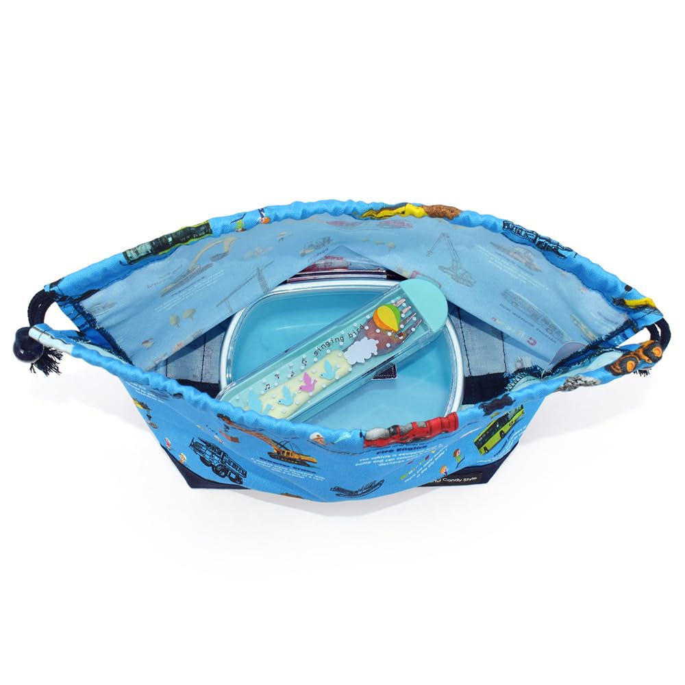 COLORFUL CANDY STYLE Drawstring Bag Medium Gusseted Lunch Bag for Boys Drawstring Bag for Kids Stylish Gusseted Cool Car Encyclopedia N3488000