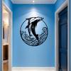 2D Laser Cut Dolphin Wave Iron Wall Art, Large Black Metal Decor for Living Room Bedroom, 1pc