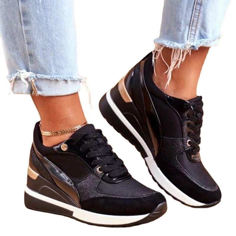 Large size flat-soled platform sneakers women's autumn and winter new mesh casual shoes low-top lace-up dad shoes
