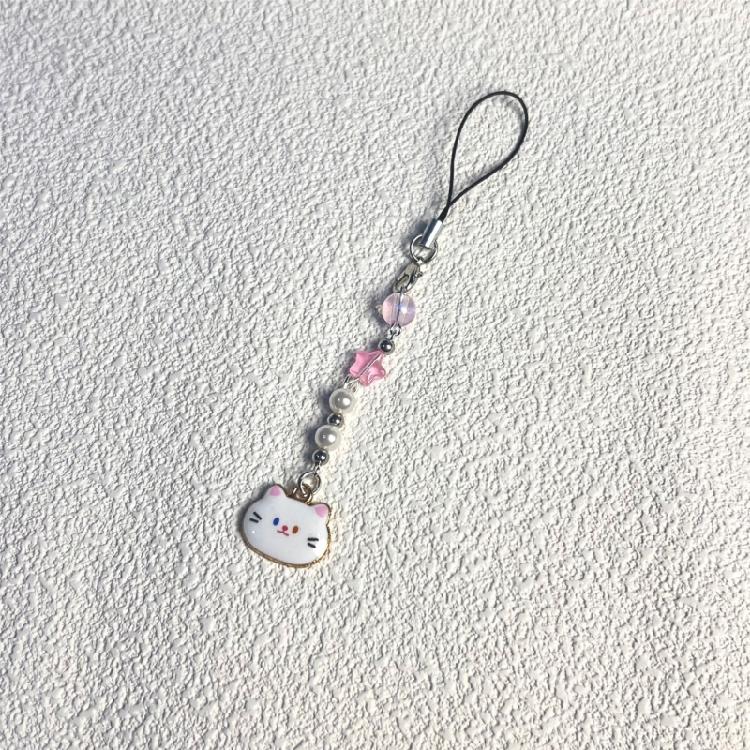 Lovely Cat Phone Charm Pendant Creative Creative Animal Keychain Phone Accessory Trendy Beaded Charm for Stylish Women