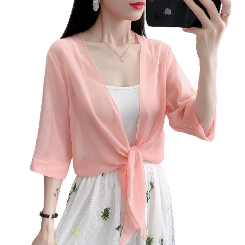 Damen Chiffon Cardigan 2026 - Sommer Sonnenschutz, Atmungsaktives Camisole Oberbekleidung, Klimaanlagen Dünne Jacke