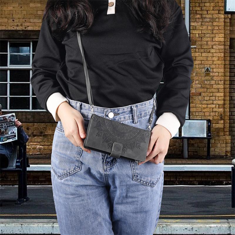 Lanyard Flip Leather Phone Case for iPhone 17 Pro Max 16 Plus 15 14 13 12 11 X XS XR Samsung S25 Ultra S24 FE S23 S22 S21 A17 Zipper Wallet Card Cover