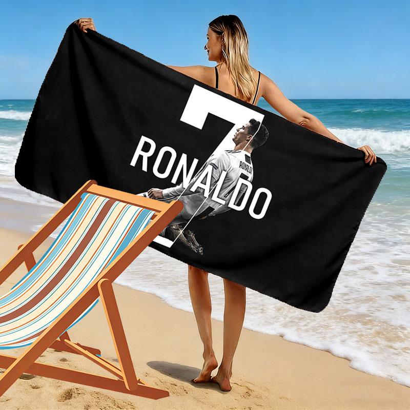 Cristiano Ronaldo Print Strandtuch, Großes Weiches Schnelltrocknendes Handtuch für Strand Camping Schwimmen