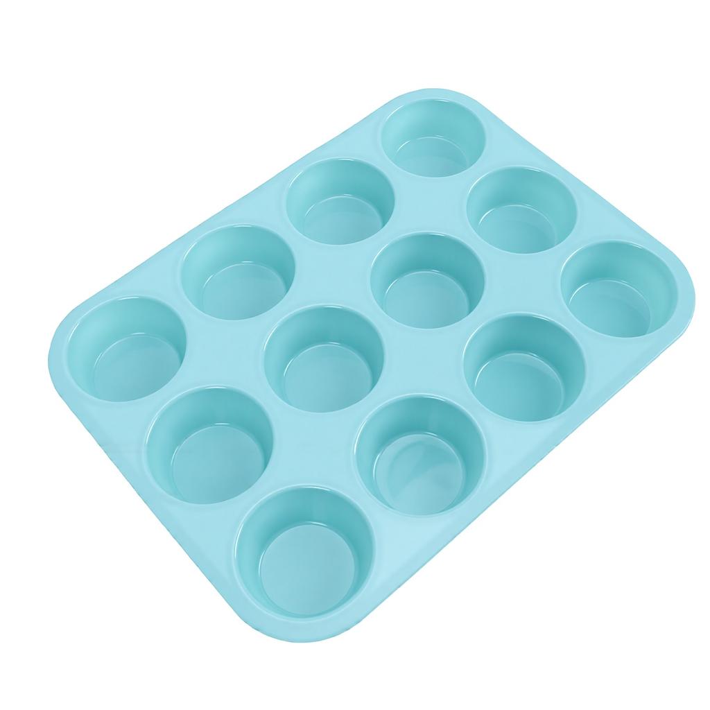 12 Cups Silicone Muffin Mold Nonstick Flexible Cupcake Liners Reusable Cake Mold for Baking