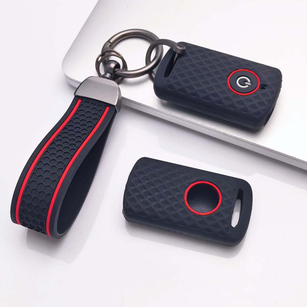 Silicone Key Fob Cover with Wrist Keychain Compatible with Yamaha NMAX Aerox NVX XMAX QBIX Mio Gravis XSR 155 300 400 900