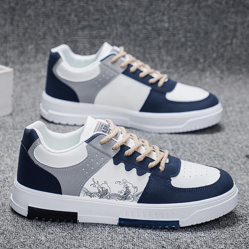 Mens Breathable White Thick Sole Fashion Versatile Casual Sports Skate Shoes
