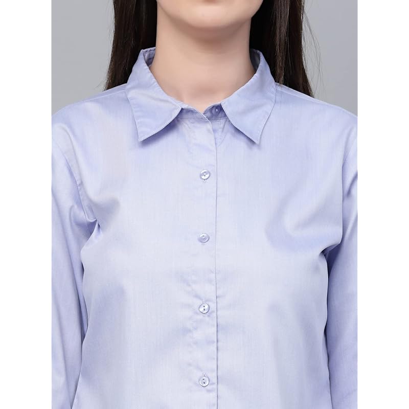 Style Quotient Women Solid Blue Chambray Formal Shirt S синий